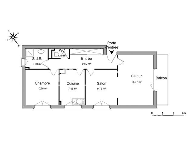 Appartement 3 pièces (58.33 m²) à louer - Saint Max (54130)