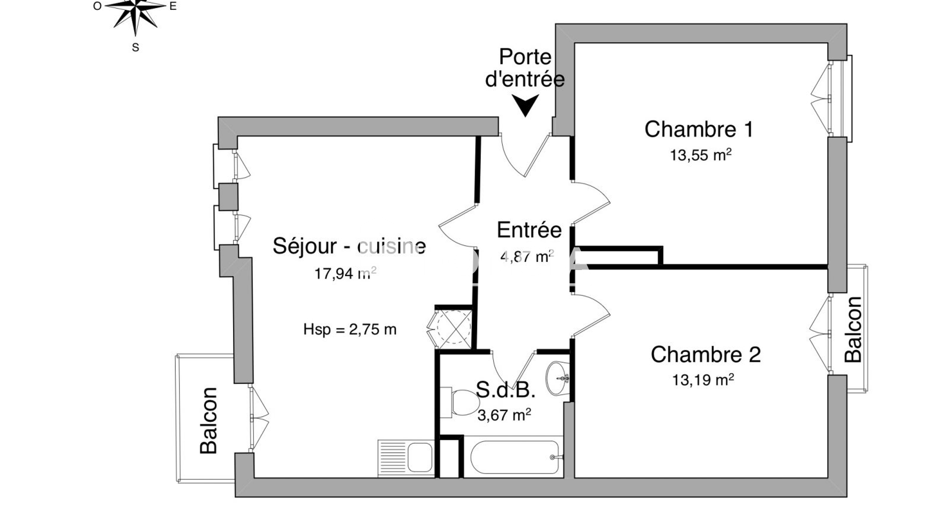 Appartement 2 pièces (53.22 m²) à louer - Metz (57000)