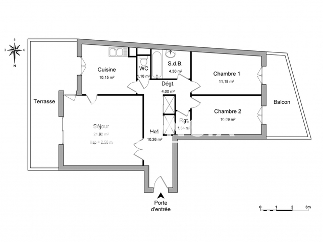 Appartement 3 pièces (75.02 m²) à louer - Saint-etienne (42100)