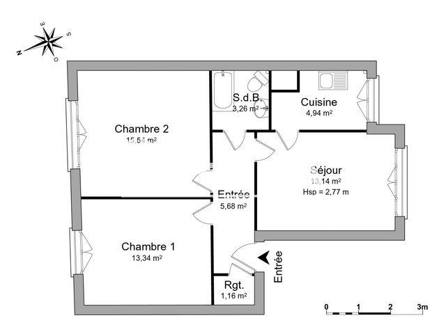 Appartement 3 pièces (57.06 m²) à louer - Charleville Mezieres (08000)