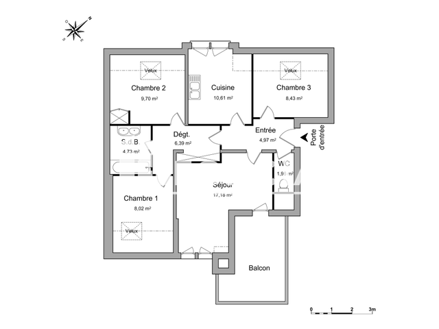 Appartement 4 pièces (71.99 m²) à louer - Illkirch-graffenstaden (67400)