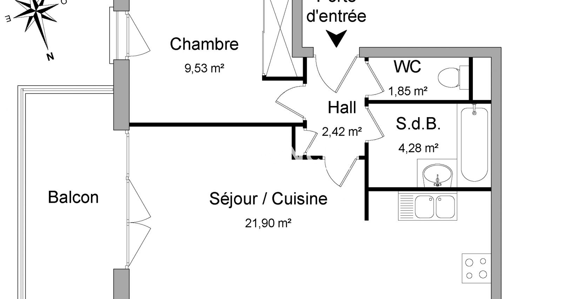 Appartement 2 pièces (39.98 m²) à louer - Clermont-ferrand (63000)