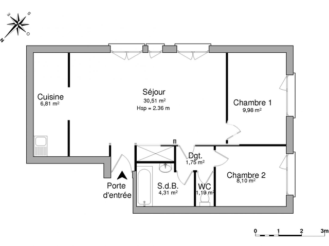 Appartement 3 pièces (62.65 m²) à louer - Custines (54670)