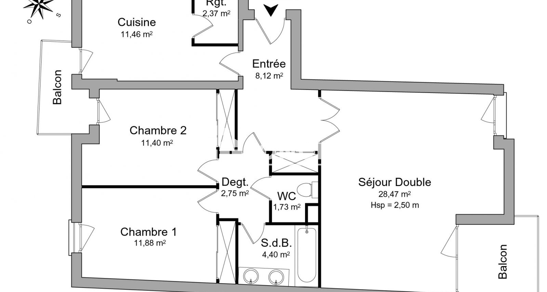 Appartement 3 pièces (82.58 m²) à louer - Laxou (54520)