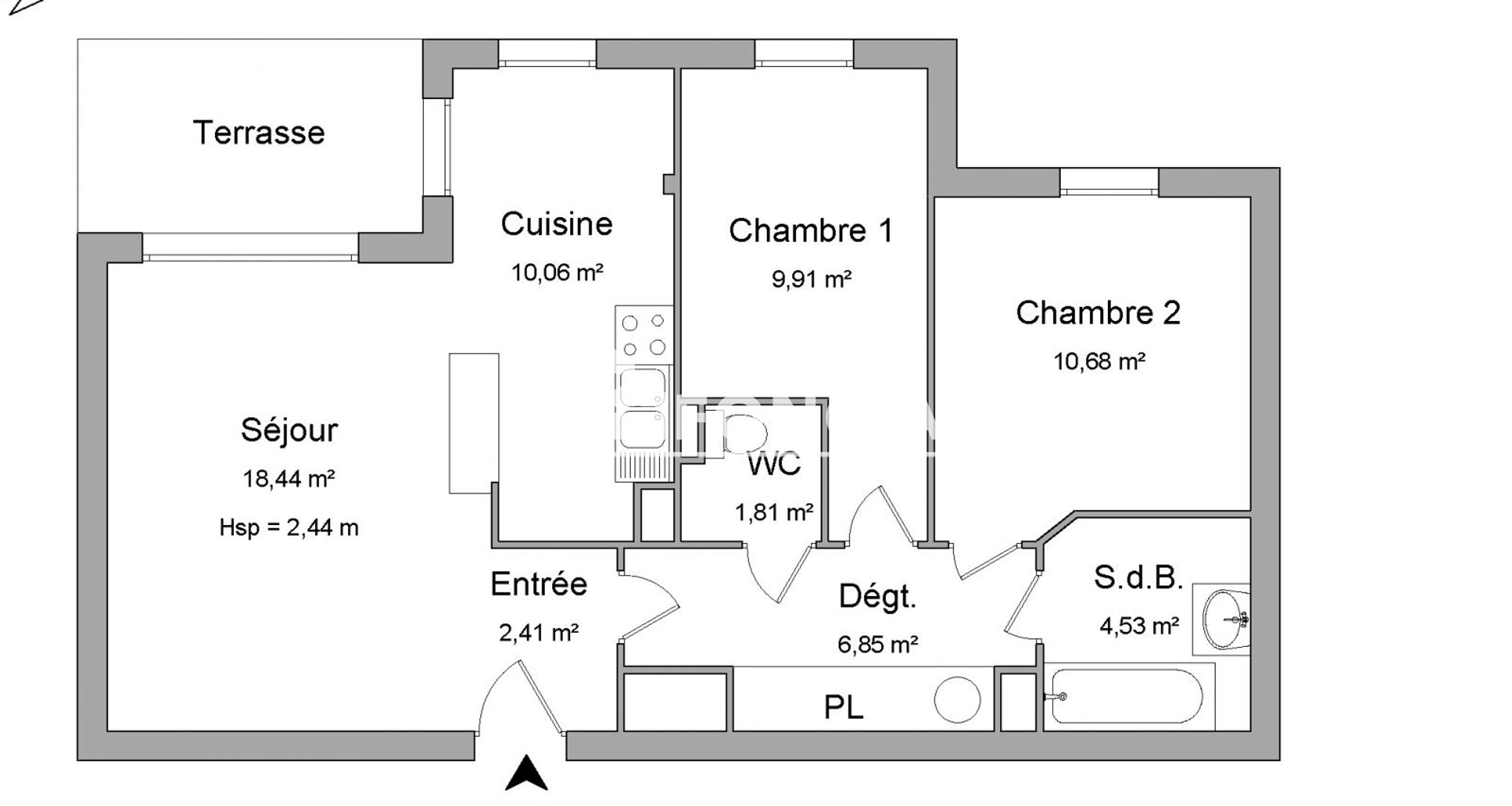 Appartement meublé 3 pièces (64.69 m²) à louer - Strasbourg (67000)