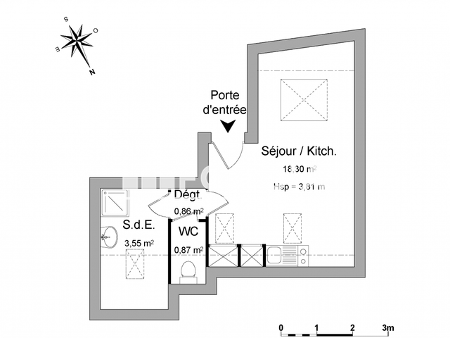 Studio (23.58 m²) à louer - Laval (53000)