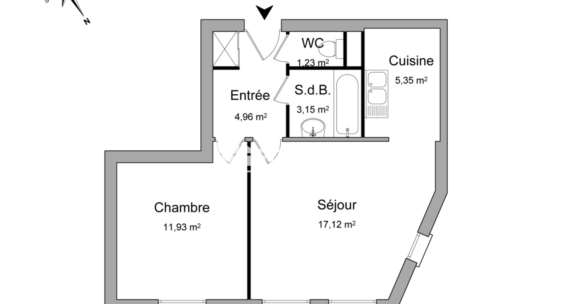 Appartement 2 pièces (43.8 m²) à louer - Metz (57000)