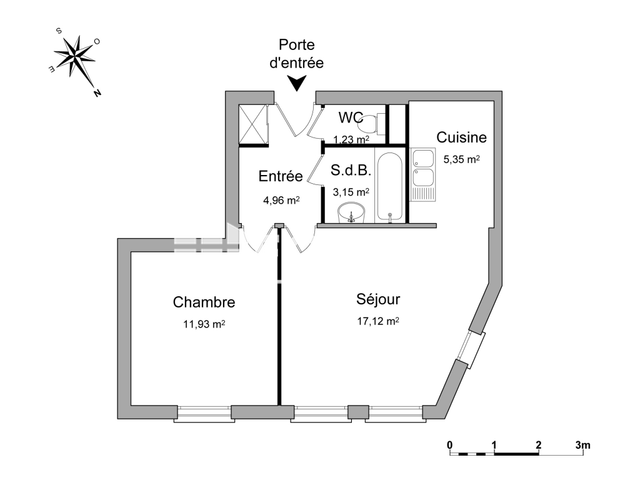 Appartement 2 pièces (43.8 m²) à louer - Metz (57000)