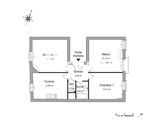 Appartement 3 pièces (64.48 m²) à louer - Nancy (54000)