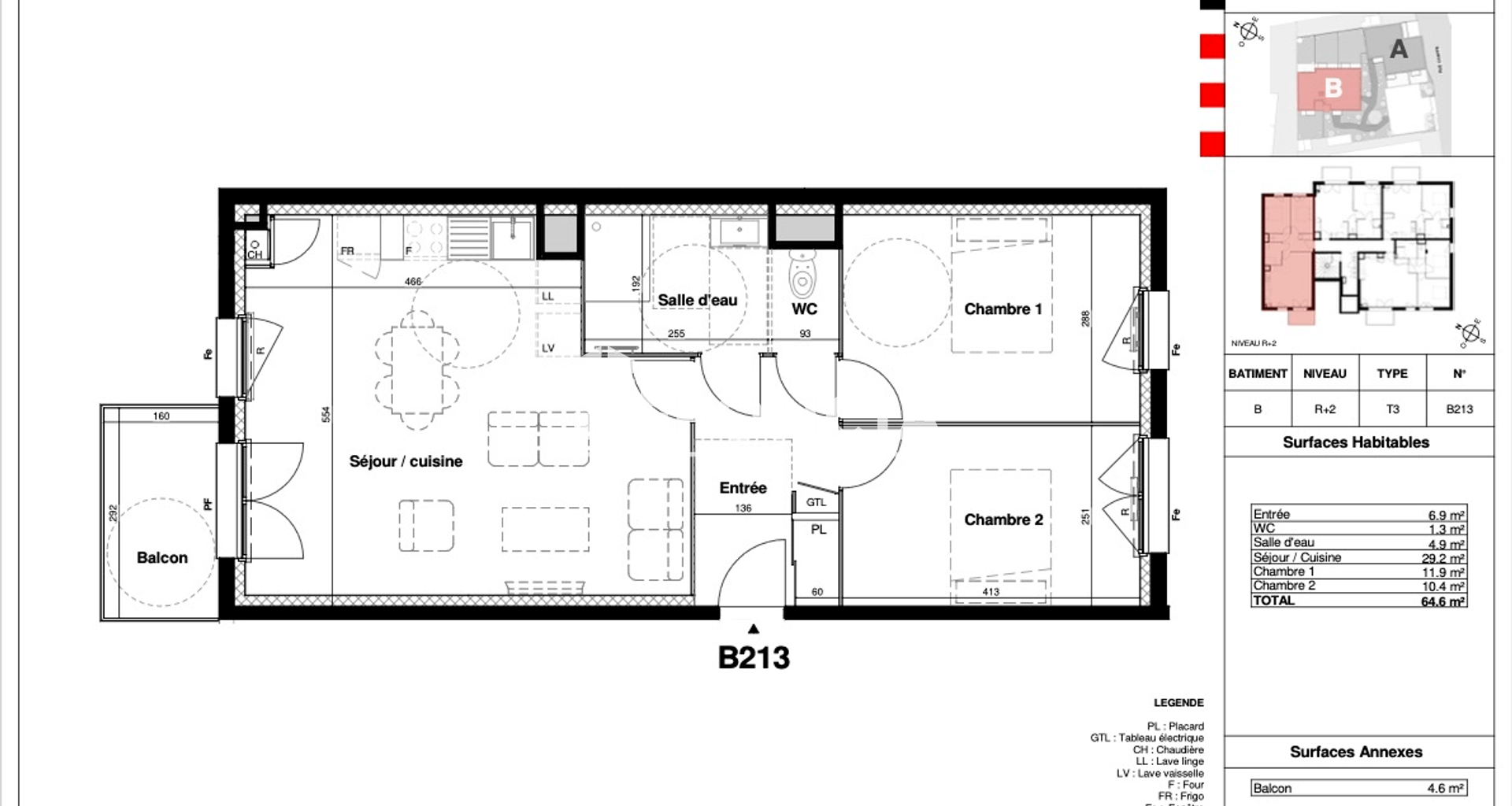 Appartement 3 pièces (64.3 m²) à louer - Clermont-ferrand (63000)