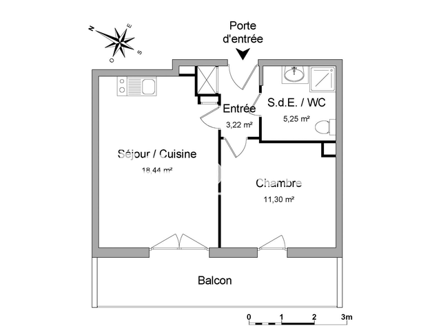 Appartement 2 pièces (38.21 m²) à louer - Lille (59000)