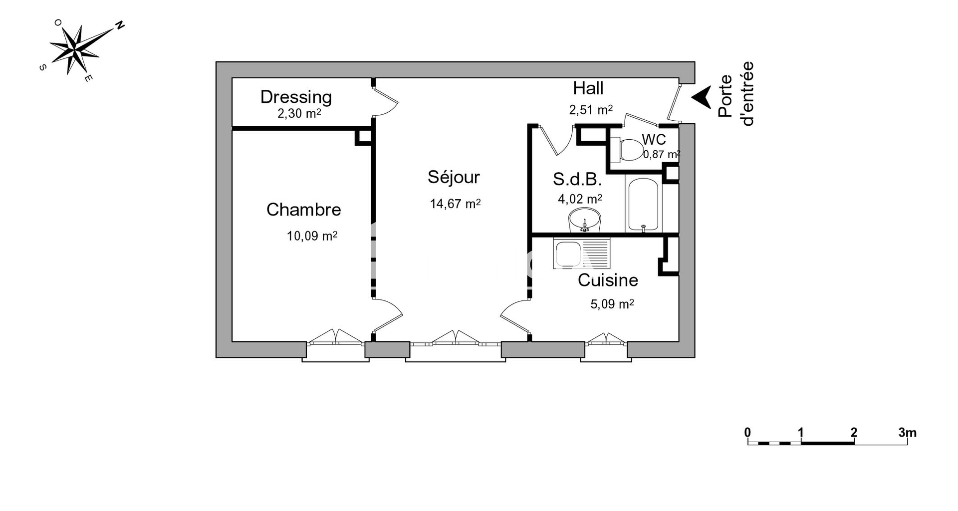Appartement 2 pièces (39.55 m²) à louer - Rueil-malmaison (92500)