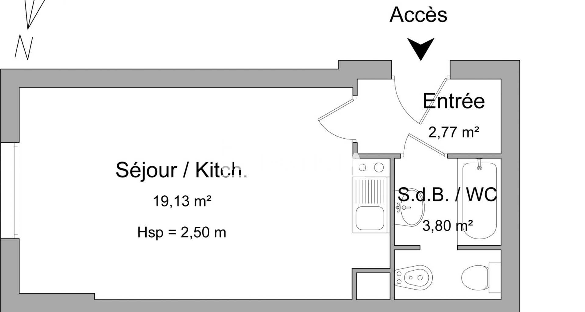 Studio (25.7 m²) à louer - Asnières-sur-seine (92600)