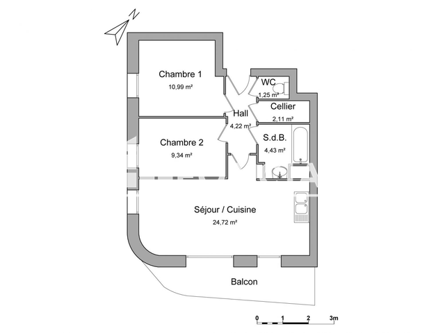 Appartement 3 pièces (57.06 m²) à louer - Marquette-lez-lille (59520)