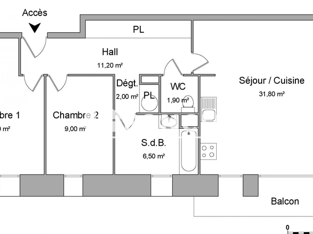 Appartement 3 pièces (75.8 m²) à louer - Villeneuve D'ascq (59650)