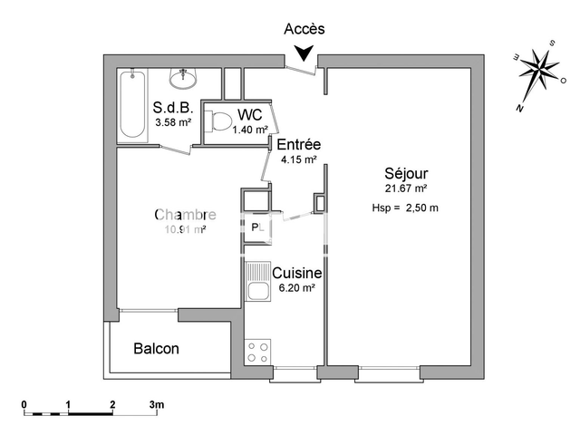 Appartement 2 pièces (47.91 m²) à louer - Lille (59800)