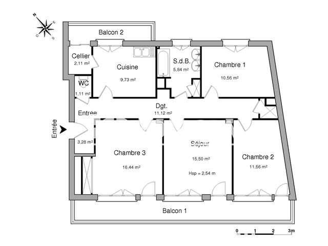 Appartement 4 pièces (87.25 m²) à louer - Tarbes (65000)