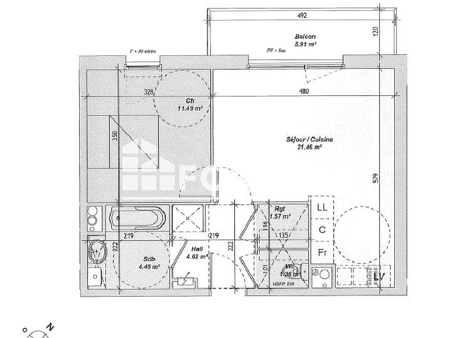 Appartement 2 pièces (44.95 m²) à louer - Wasquehal (59290)