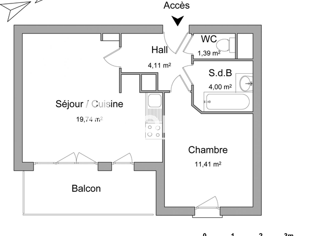 Appartement 2 pièces (40.65 m²) à louer - Croix (59170)