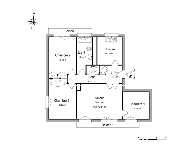 Appartement 4 pièces (80.92 m²) à louer - Brest (29200)