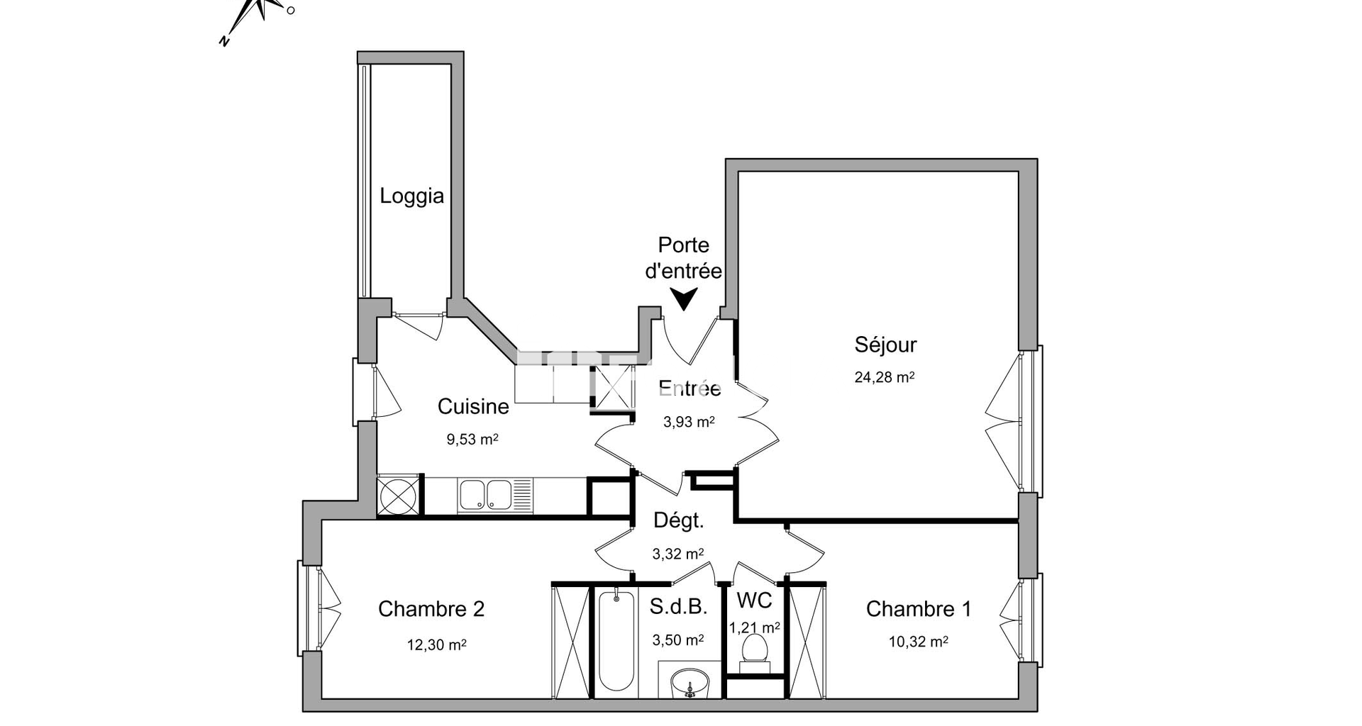Appartement 3 pièces (68.39 m²) à louer - Montesson (78360)