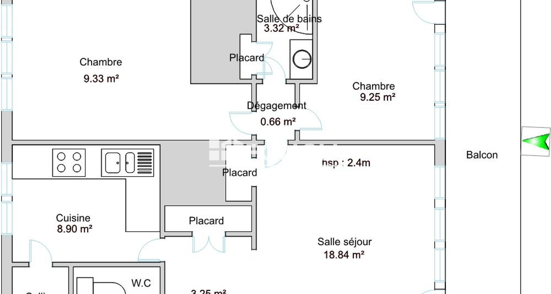 Appartement 3 pièces (56.1 m²) à louer - Tarbes (65000)