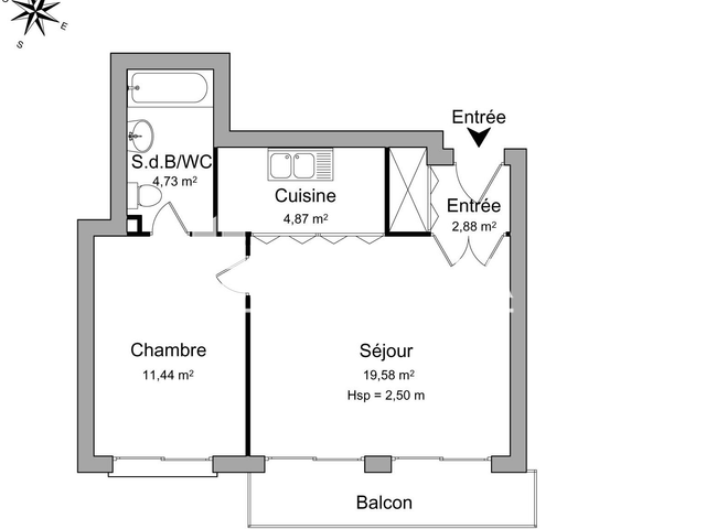 Appartement 2 pièces (43.5 m²) à louer - Brest (29200)