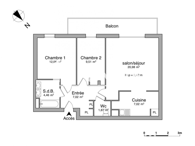 Appartement 3 pièces (62.92 m²) à louer - Brest (29200)