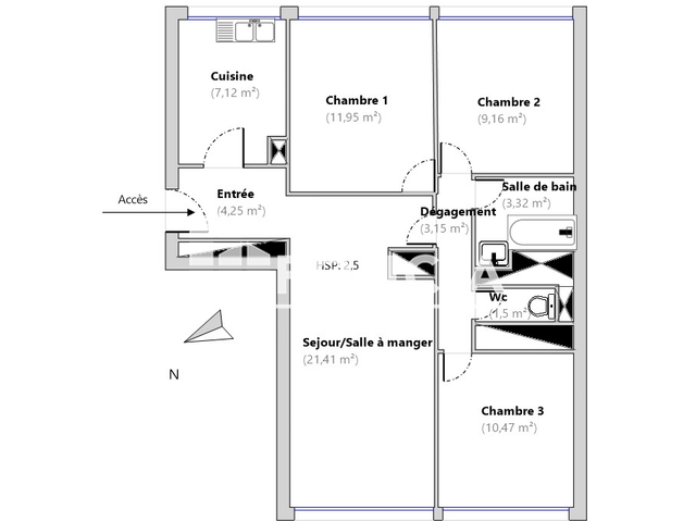 Appartement 4 pièces (72.33 m²) à louer - La Madeleine (59110)