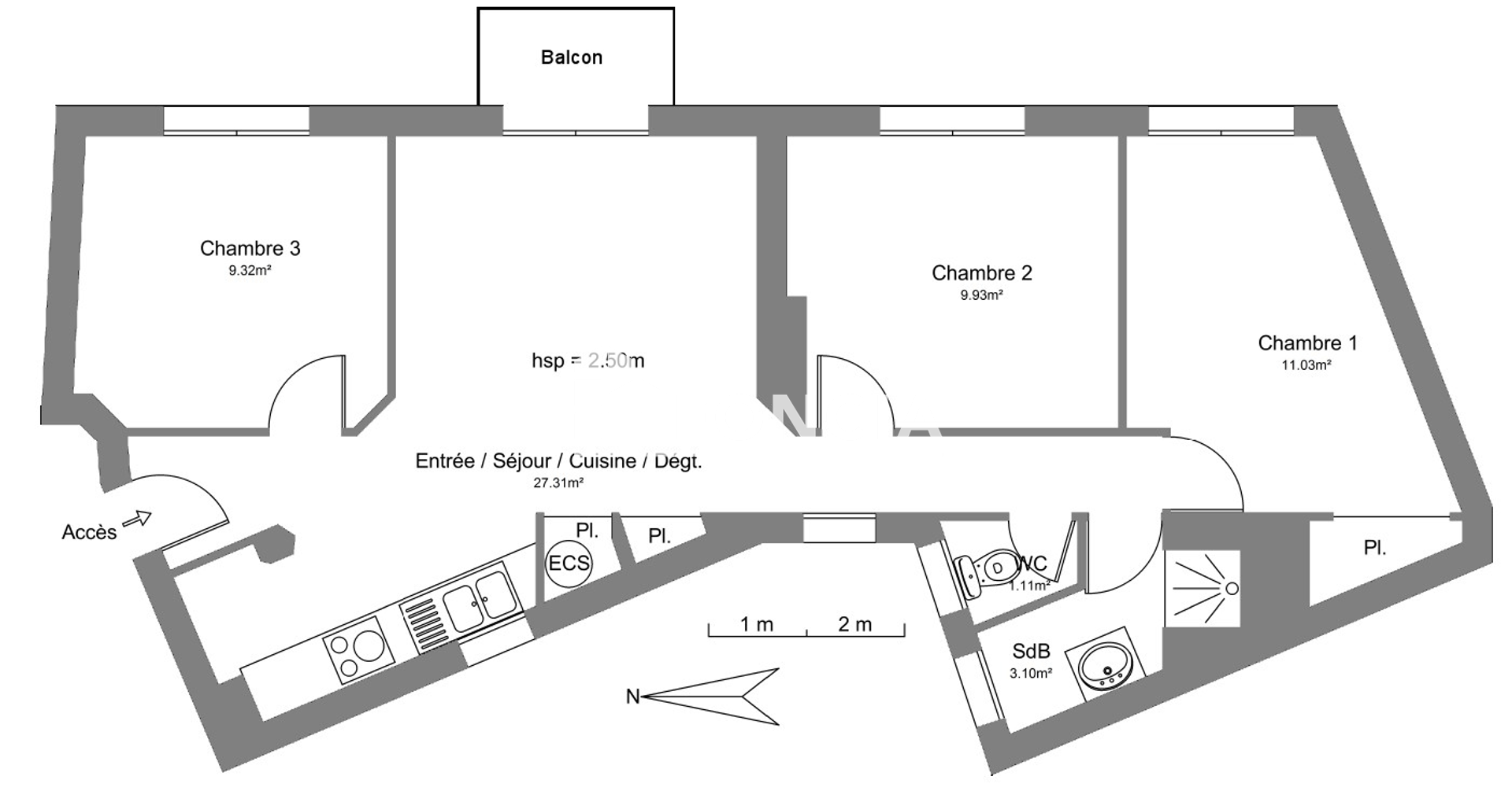 Appartement 4 pièces (61.8 m²) à louer - Tarbes (65000)
