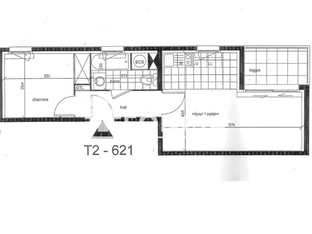 Appartement 2 pièces (34.4 m²) à louer - Villeneuve D'ascq (59650)