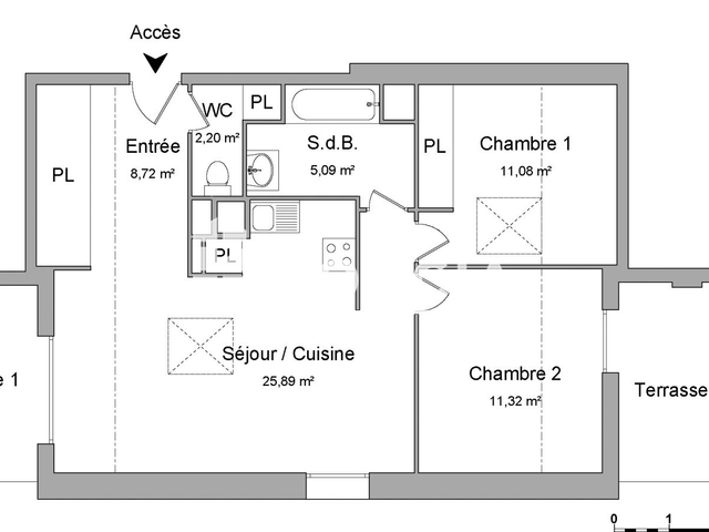 Appartement 3 pièces (64.3 m²) à louer - St Vincent De Tyrosse (40230)