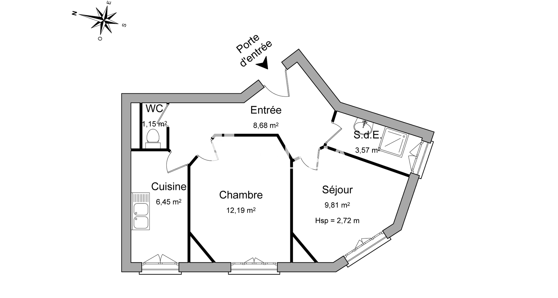 Appartement 2 pièces (42 m²) à louer - Houilles (78800)