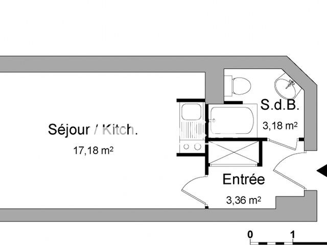 Studio meublé (23.72 m²) à louer - Billere (64140)