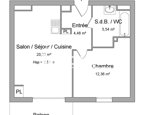 Appartement 2 pièces (42.61 m²) à louer - Brest (29200)