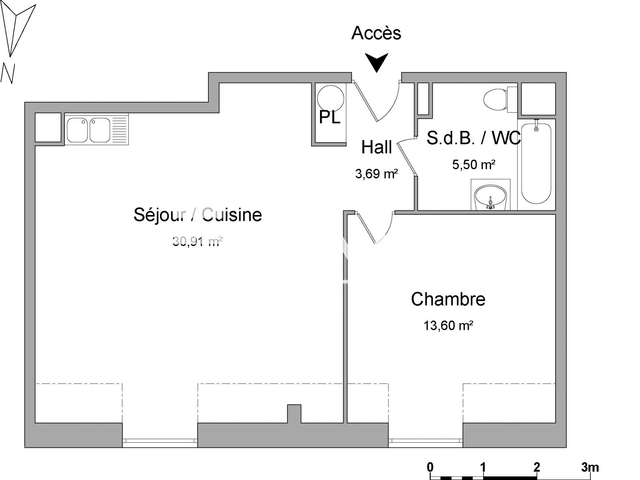 Appartement 2 pièces (53.7 m²) à louer - Marquette-lez-lille (59520)