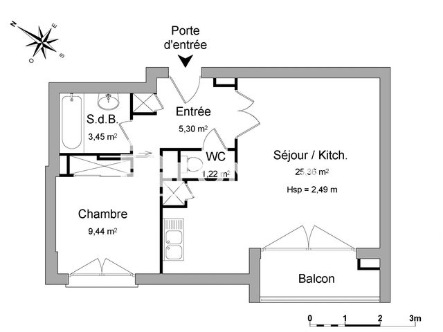 Appartement 2 pièces (44.77 m²) à louer - Loos (59120)