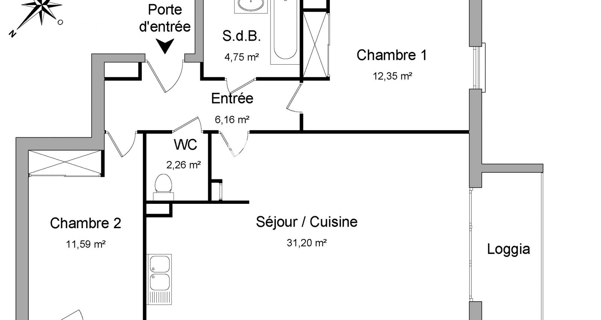 Appartement 3 pièces (68.31 m²) à louer - Roubaix (59100)
