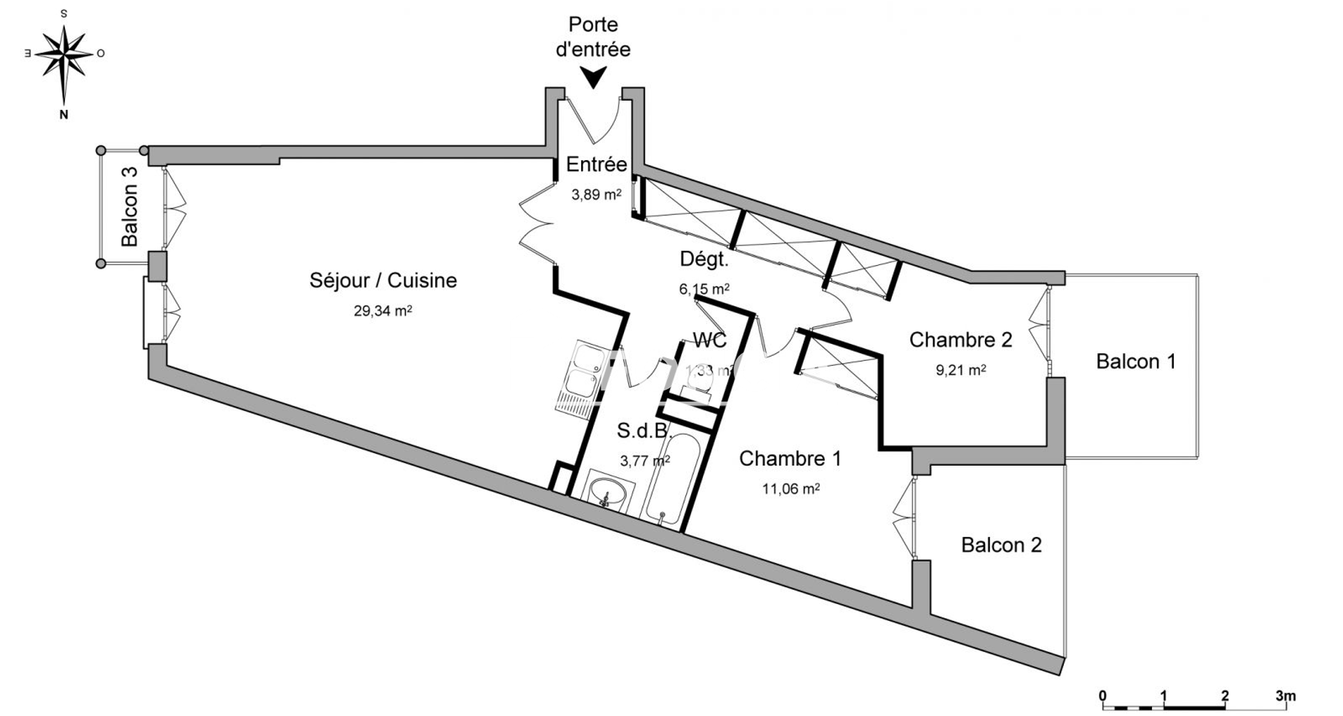 Appartement 3 pièces (64.75 m²) à louer - Pau (64000)