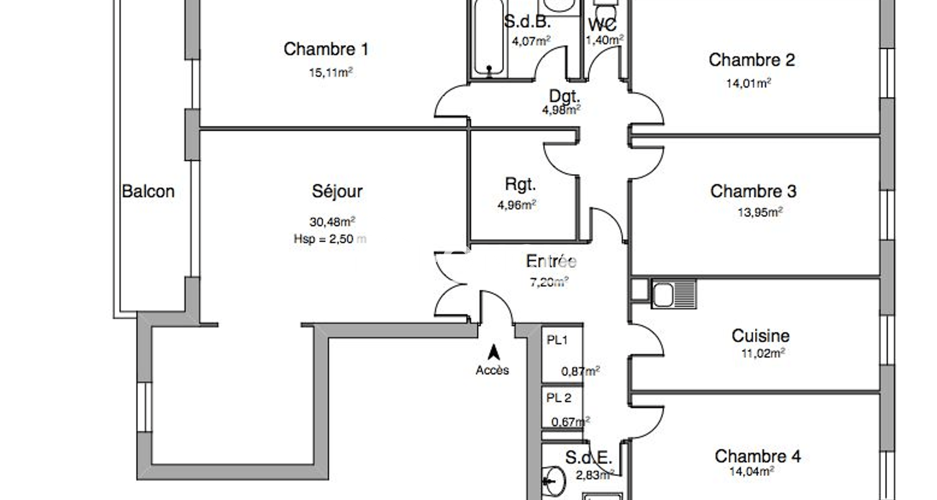 Appartement 5 pièces (125.59 m²) à louer - Pau (64000)