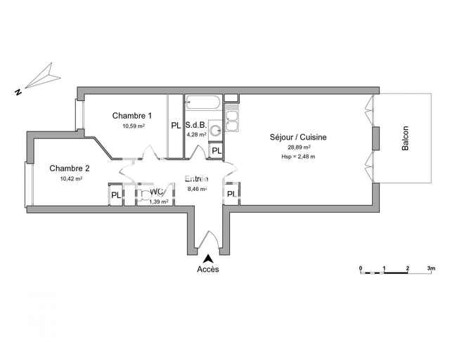 Appartement 3 pièces (64.03 m²) à louer - Pau (64000)