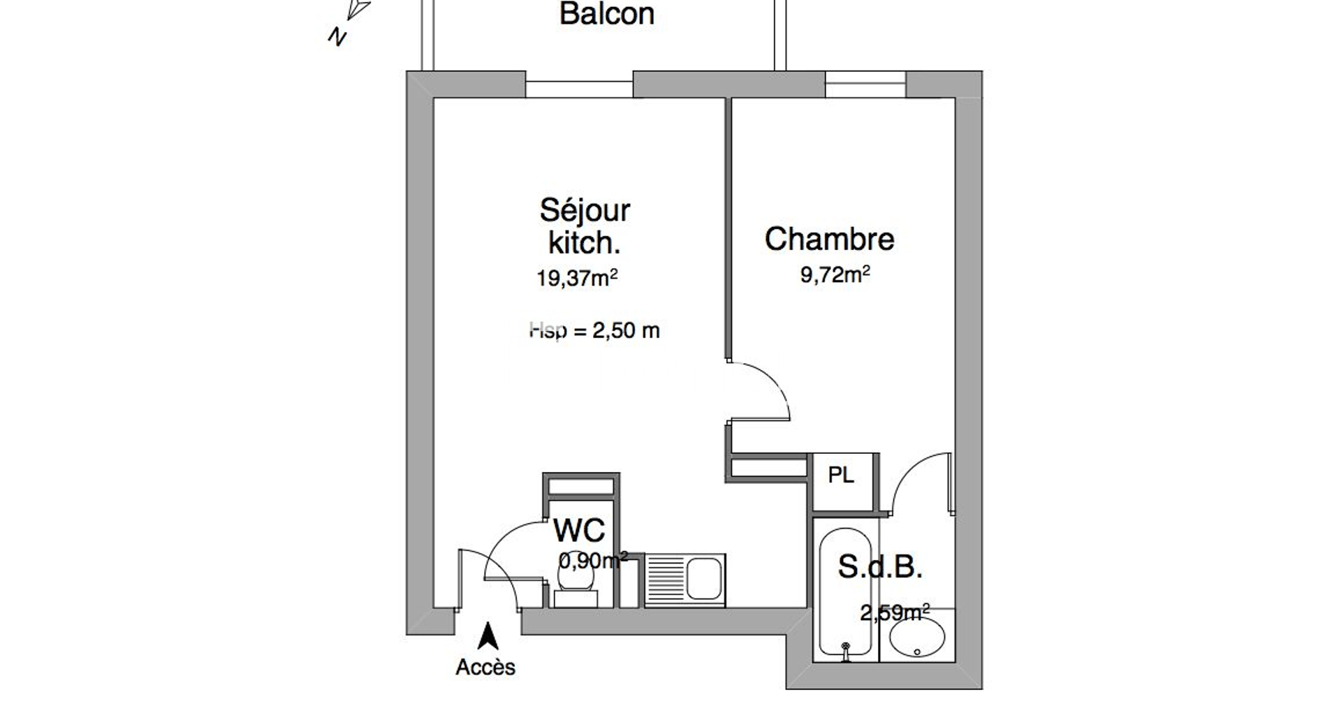 Appartement 2 pièces (32.58 m²) à louer - Caen (14000)