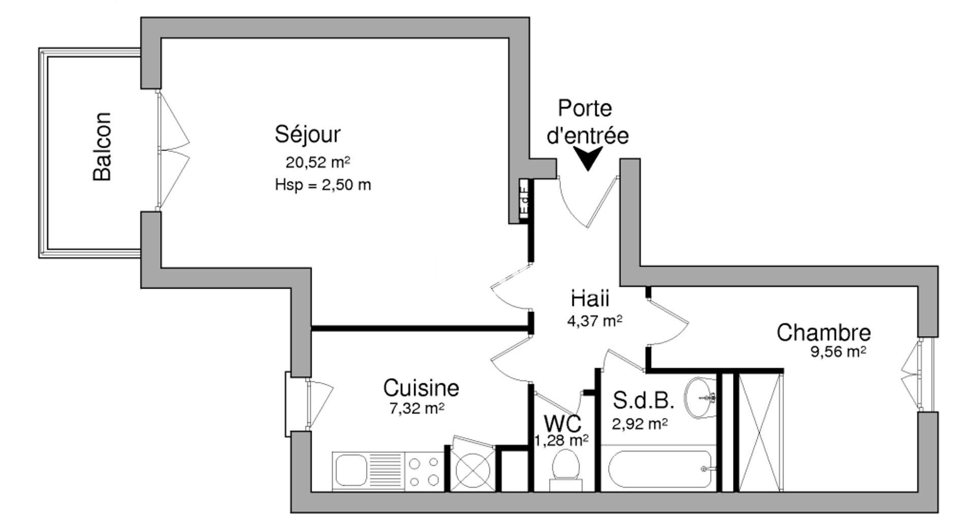 Appartement 2 pièces (45.97 m²) à louer - Rueil-malmaison (92500)