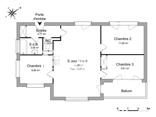 Appartement meublé 4 pièces (70.49 m²) à louer - Lille (59000)