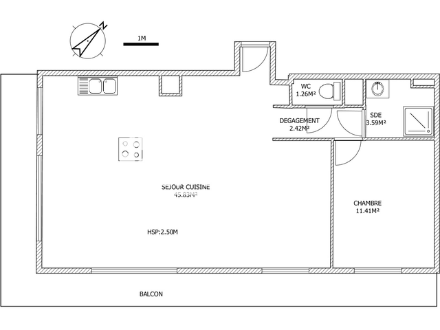 Appartement meublé 2 pièces (64.51 m²) à louer - Croix (59170)