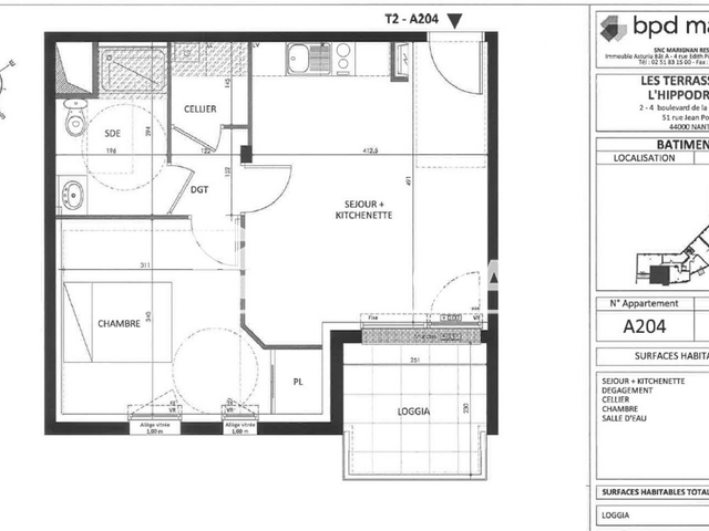 Appartement 2 pièces (42.15 m²) à louer - Nantes (44300)