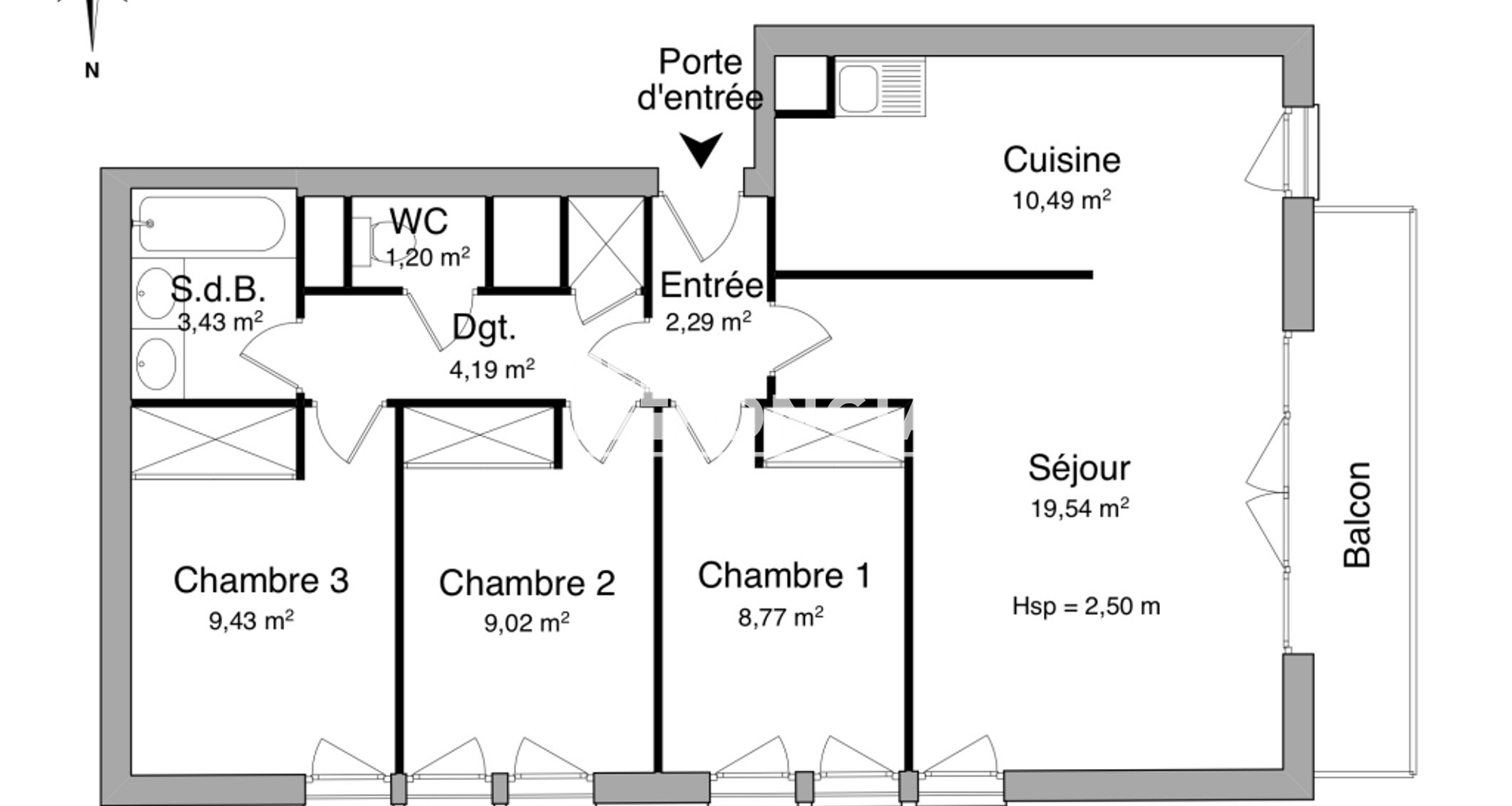 Appartement 4 pièces (68.36 m²) à louer - Lille (59000)