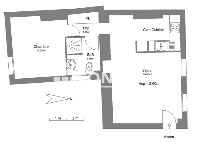Appartement 2 pièces (40.74 m²) à louer - Tarbes (65000)