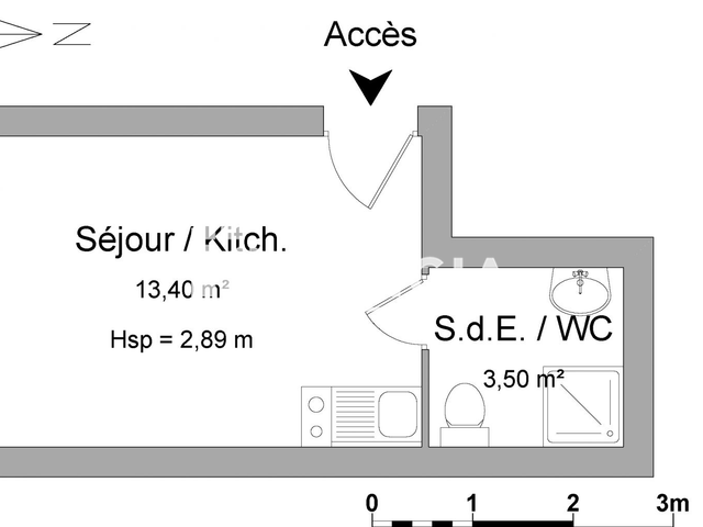Studio meublé (16.8 m²) à louer - Amiens (80000)