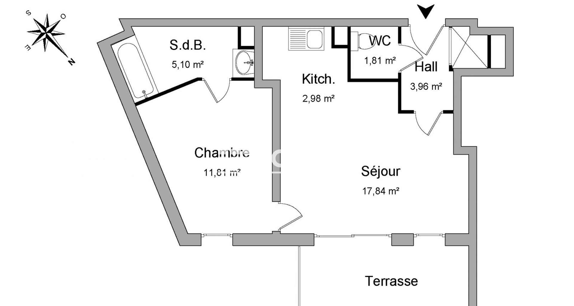 Appartement 2 pièces (43.5 m²) à louer - Lille (59000)